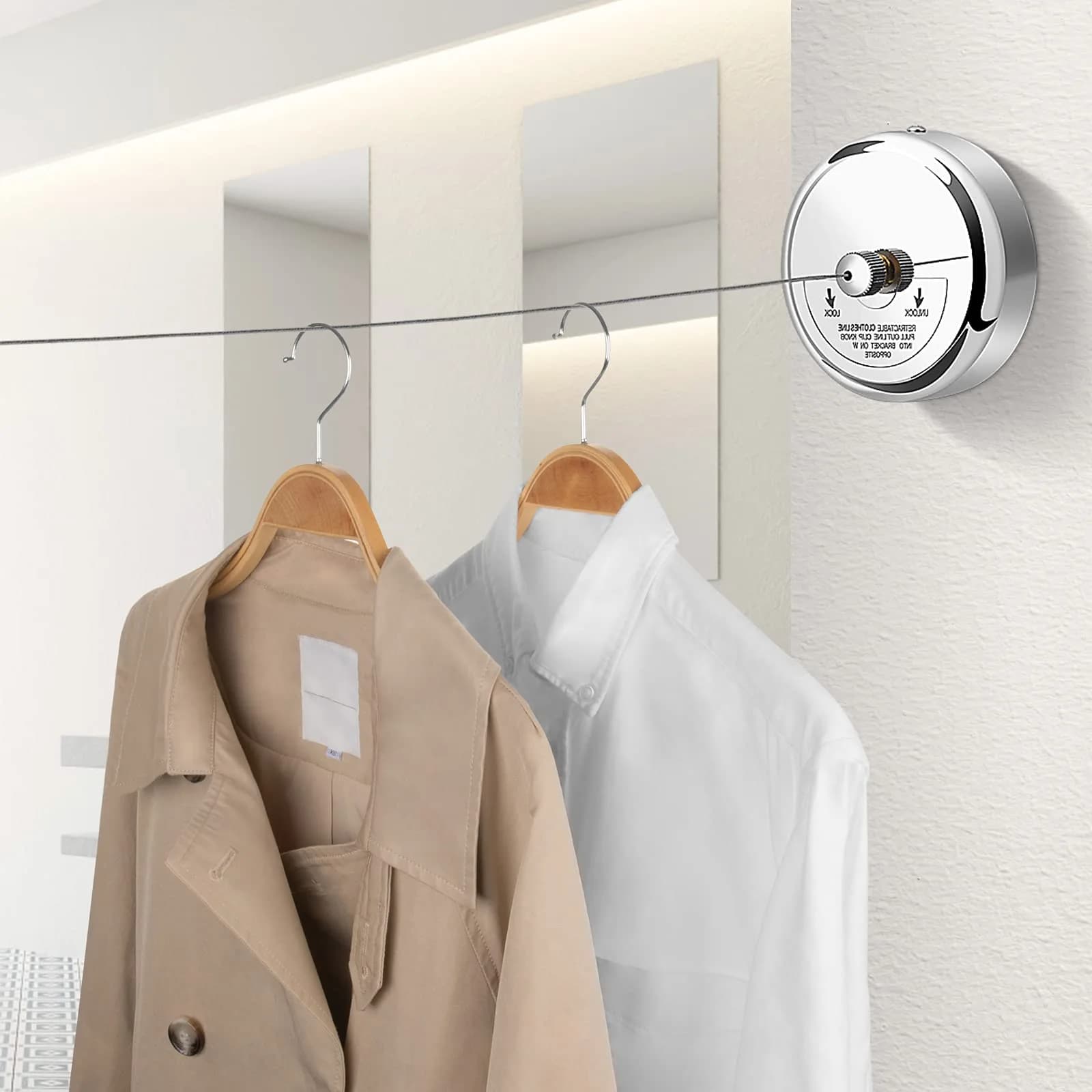 Clatoon Retractable Clothesline 2.7 m (9.0 ft) | Heavy Duty Stainless Steel for Indoor & Outdoor Use - view 3
