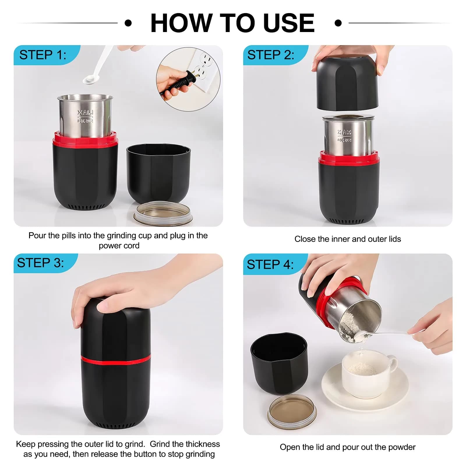 AUSSNICE Electric Pill Crusher Grinder 0.67 kg (1.48 lb) | FDA Approved for Elderly - view 8