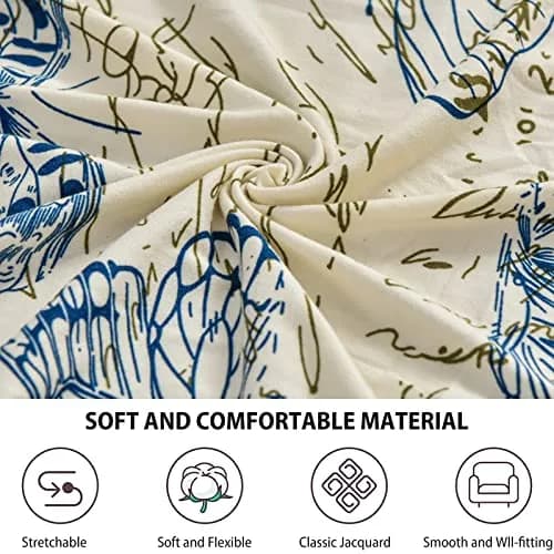 CRFATOP Wingback Chair Cover Color 04 Floral Pattern Stretchable Armchair Slipcover for Living Room, 2 Pieces (Fits 37.4-43.3in Backrest) thumbnail 7