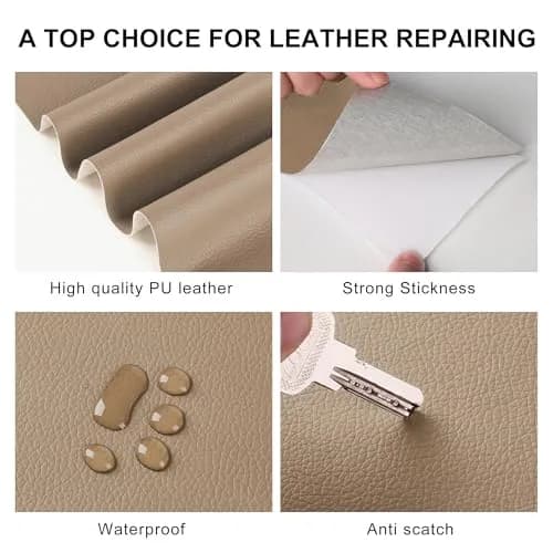 YAFLC Self Adhesive Leather Repair Patch Tape Kit 1mm Thick, 10cm x 60cm (4" x 63") | Waterproof & Durable for Furniture & Car Seats thumbnail 4