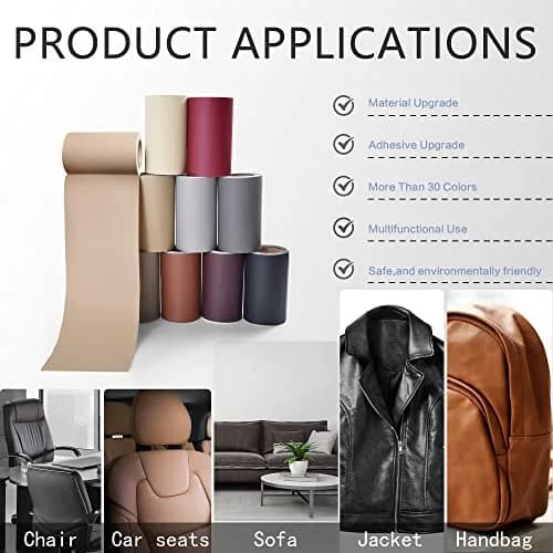 YAFLC Self Adhesive Leather Repair Patch Tape Kit 1mm Thick, 10cm x 60cm (4" x 63") | Waterproof & Durable for Furniture & Car Seats thumbnail 6