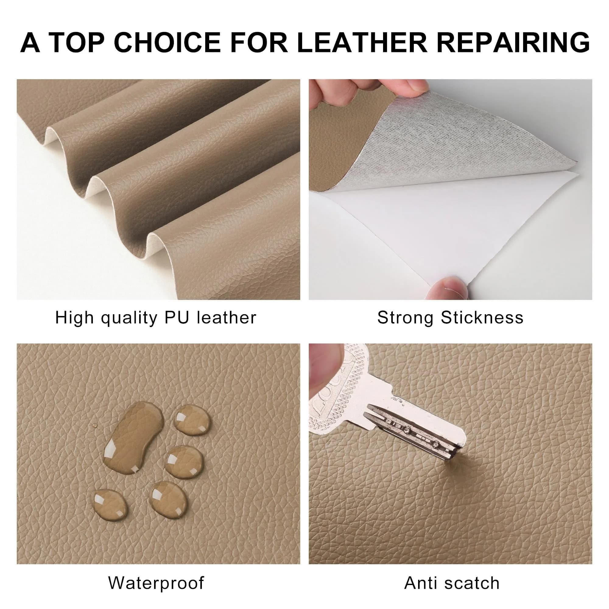 YAFLC Self Adhesive Leather Repair Patch Tape Kit 1mm Thick, 10cm x 60cm (4" x 63") | Waterproof & Durable for Furniture & Car Seats - view 4