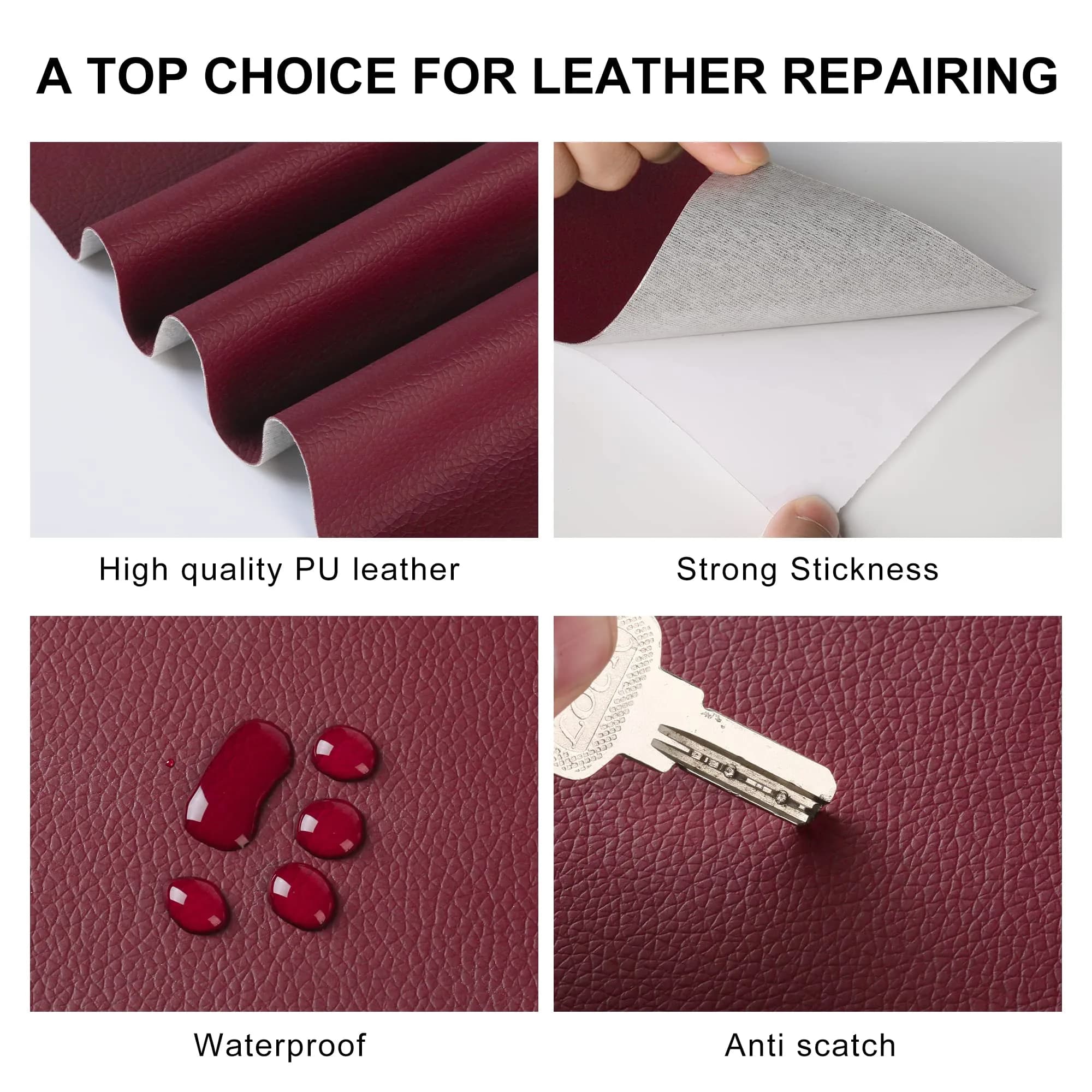 YAFLC Fuchsia Leather Repair Patch Tape Kit 1mm Thick, 4" x 63" | Waterproof & Durable - view 2