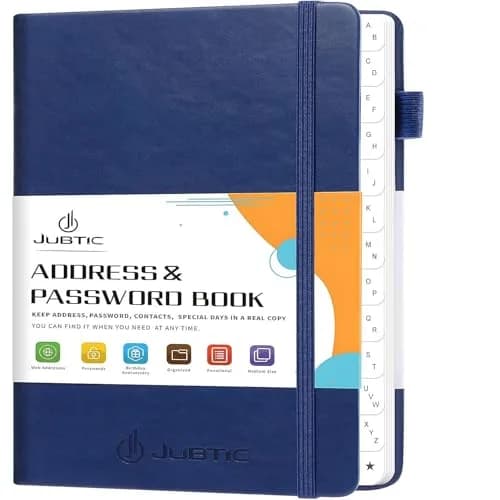 JUBTIC Address Book Password Keeper with Alphabetical Tabs 5.3"x7.7" | Organize Contacts & Passwords thumbnail 1