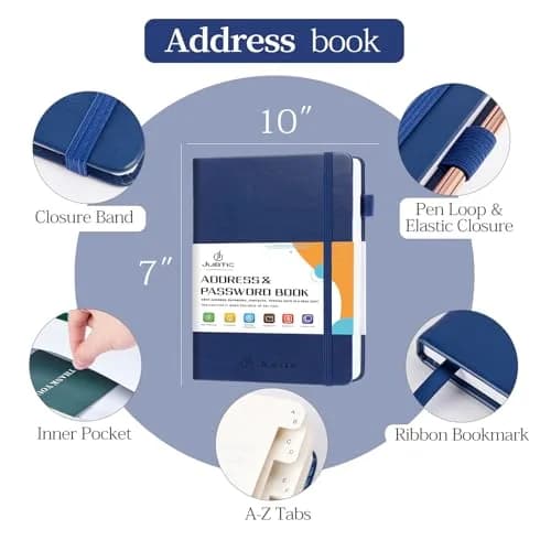 JUBTIC Address Book Password Keeper with Alphabetical Tabs 5.3"x7.7" | Organize Contacts & Passwords thumbnail 3