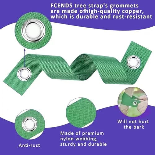 FCENDS Tree Support Straps for Staking, 8 PCS Green | 39.9 cm (15.8 In) Nylon thumbnail 2