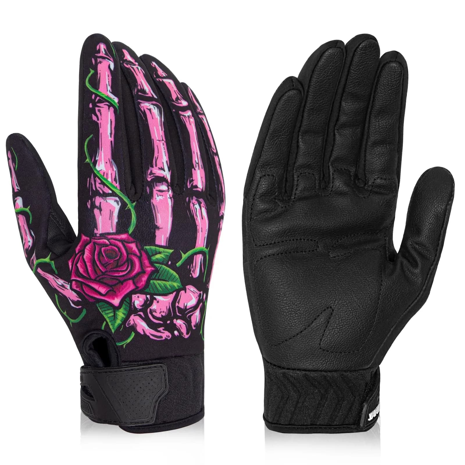RIGWARL Rose Skeleton Winter Gloves Small | Touchscreen, Waterproof, Thermal, Running