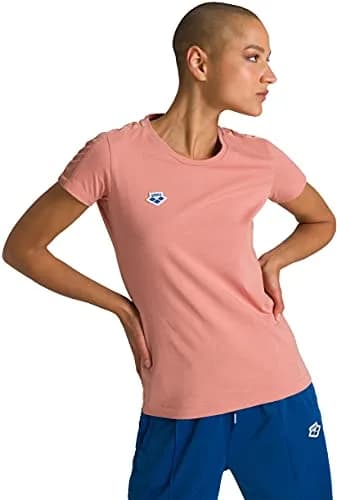 ARENA Women's Team T-Shirt, Triple Powder Pink, XL | Vintage Style, 100% Cotton, Regular Fit thumbnail 1