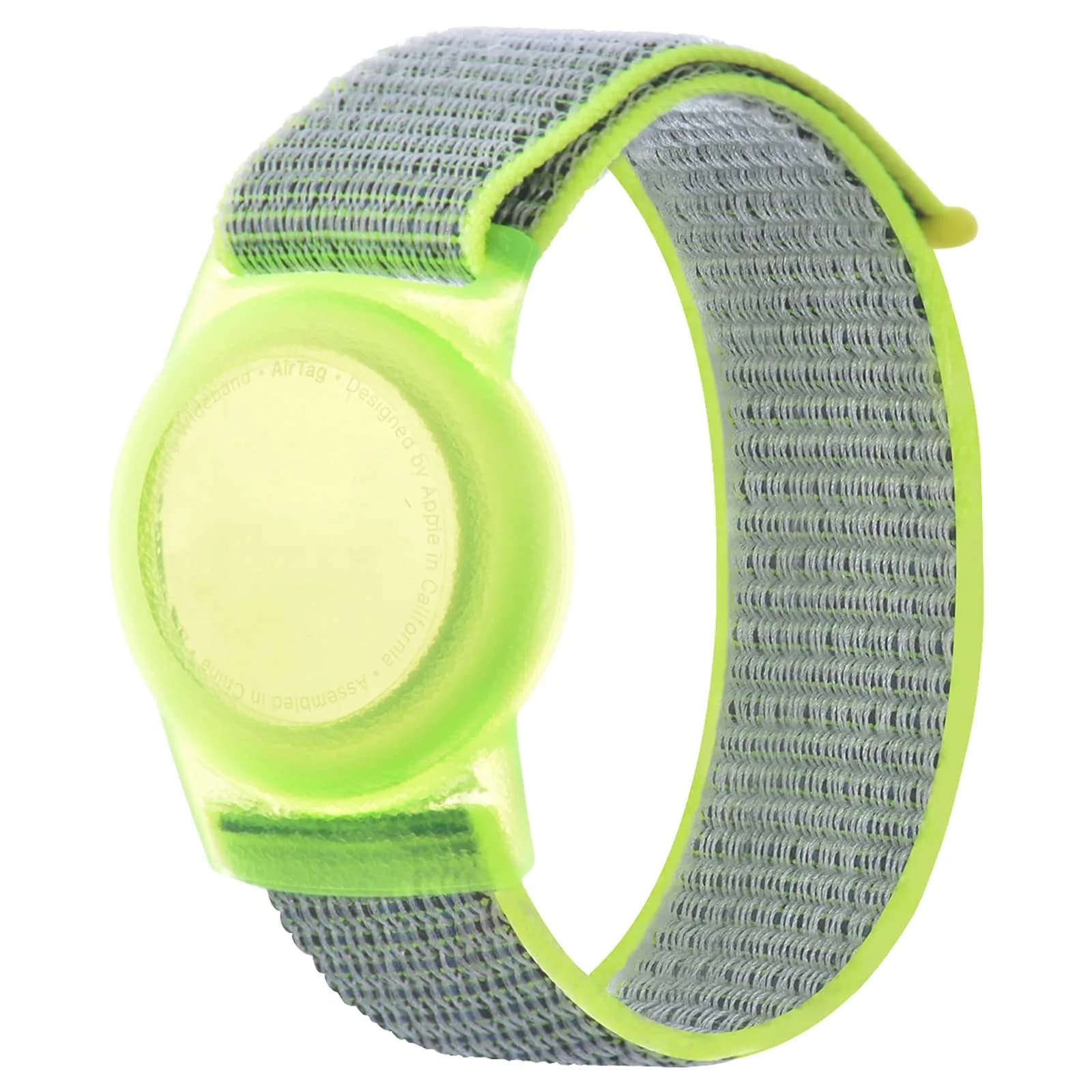 Qonuiy Yellow AirTag Wristband | Adjustable Nylon Watch Band for Kids & Elders - main product image