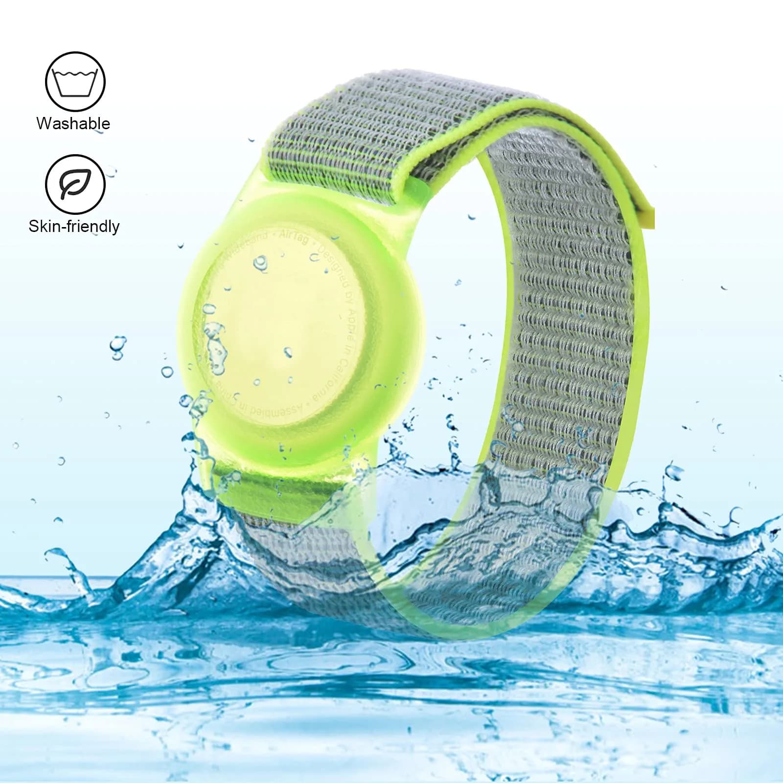Qonuiy Yellow AirTag Wristband | Adjustable Nylon Watch Band for Kids & Elders - view 5