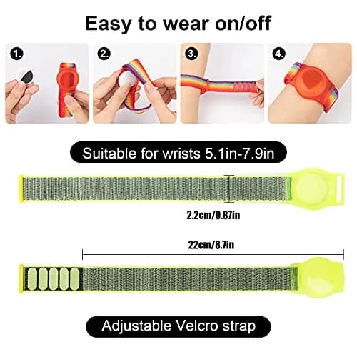 Qonuiy Yellow AirTag Wristband | Adjustable Nylon Watch Band for Kids & Elders thumbnail 2