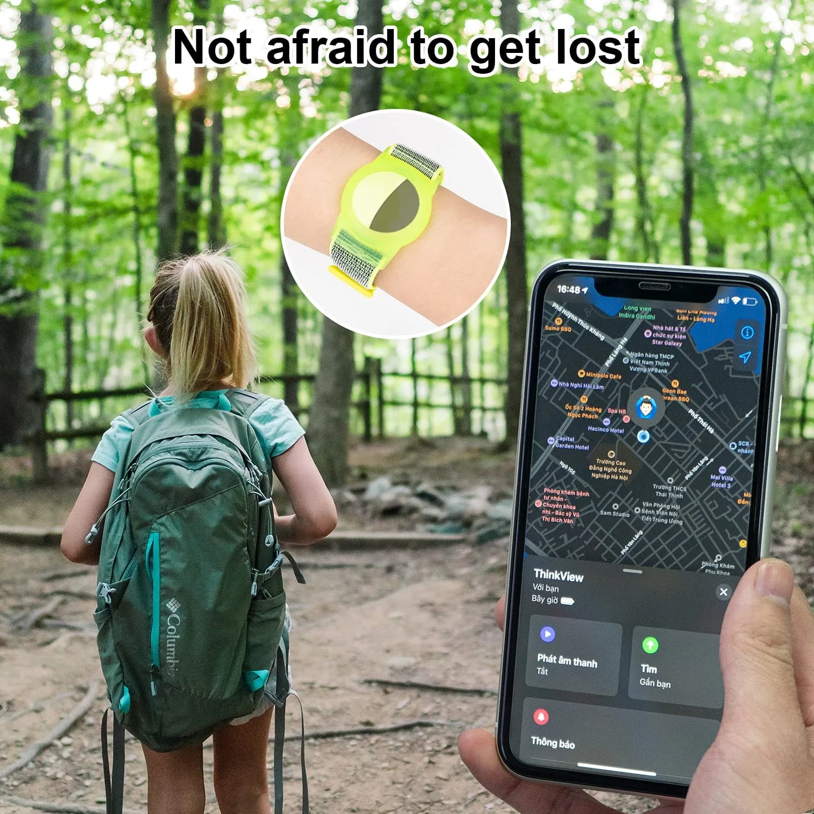 Qonuiy Yellow AirTag Wristband | Adjustable Nylon Watch Band for Kids & Elders - view 4