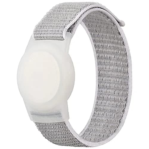 Qonuiy Grey Kids AirTag Wristband with Protective Case | Adjustable Nylon Bracelet - main product image