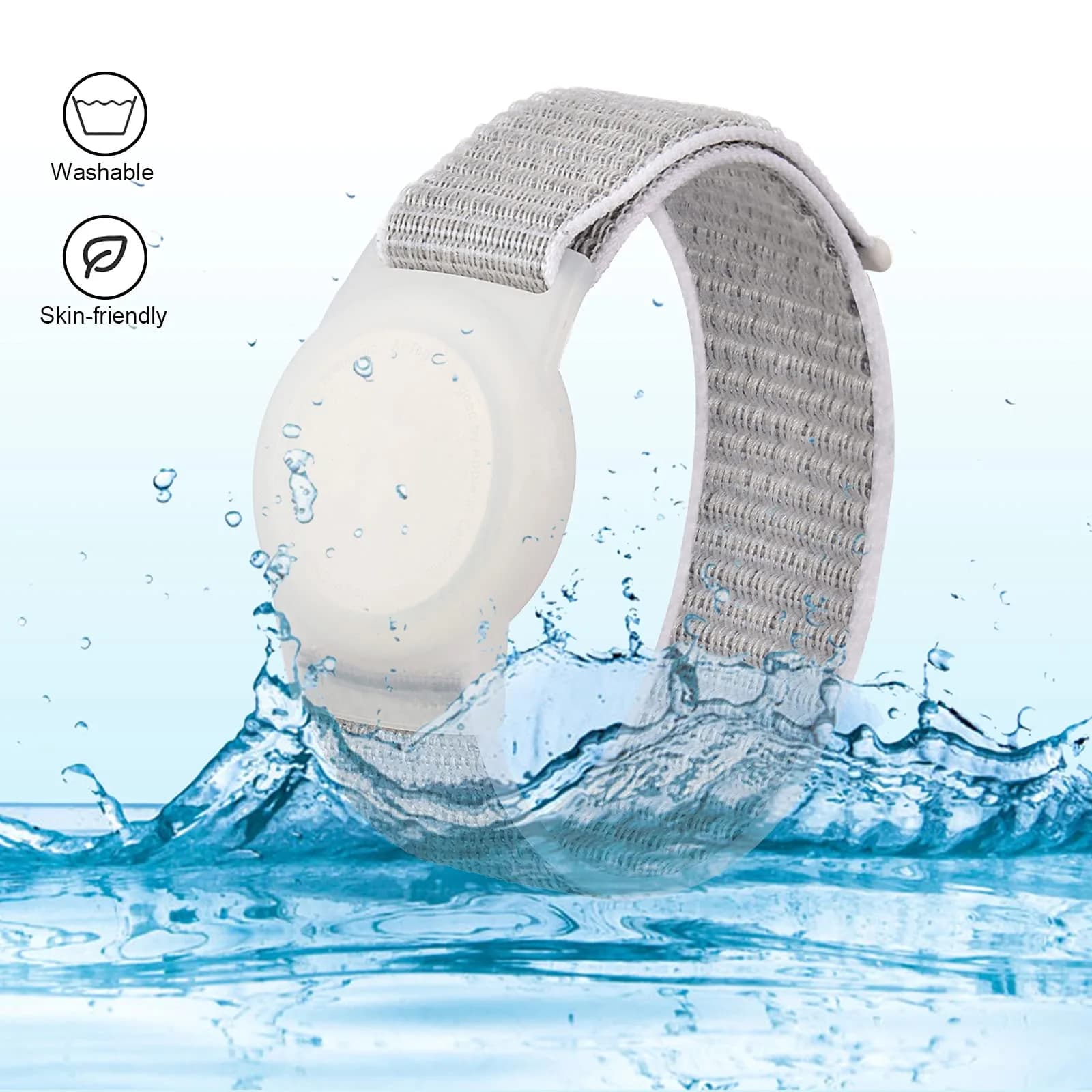 Qonuiy Kids Wristband Compatible with Apple AirTag 18cm | Adjustable Nylon GPS Tracker Band for Toddler & Elder thumbnail 5