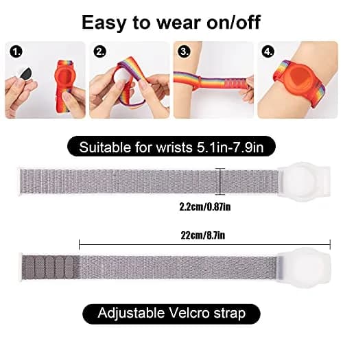 Qonuiy Grey Kids AirTag Wristband with Protective Case | Adjustable Nylon Bracelet - view 2