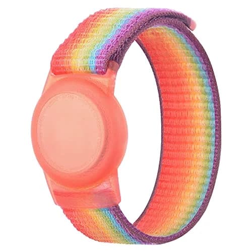 Qonuiy Kids AirTag Wristband with Protective Case, Rainbow B Colour - main product image