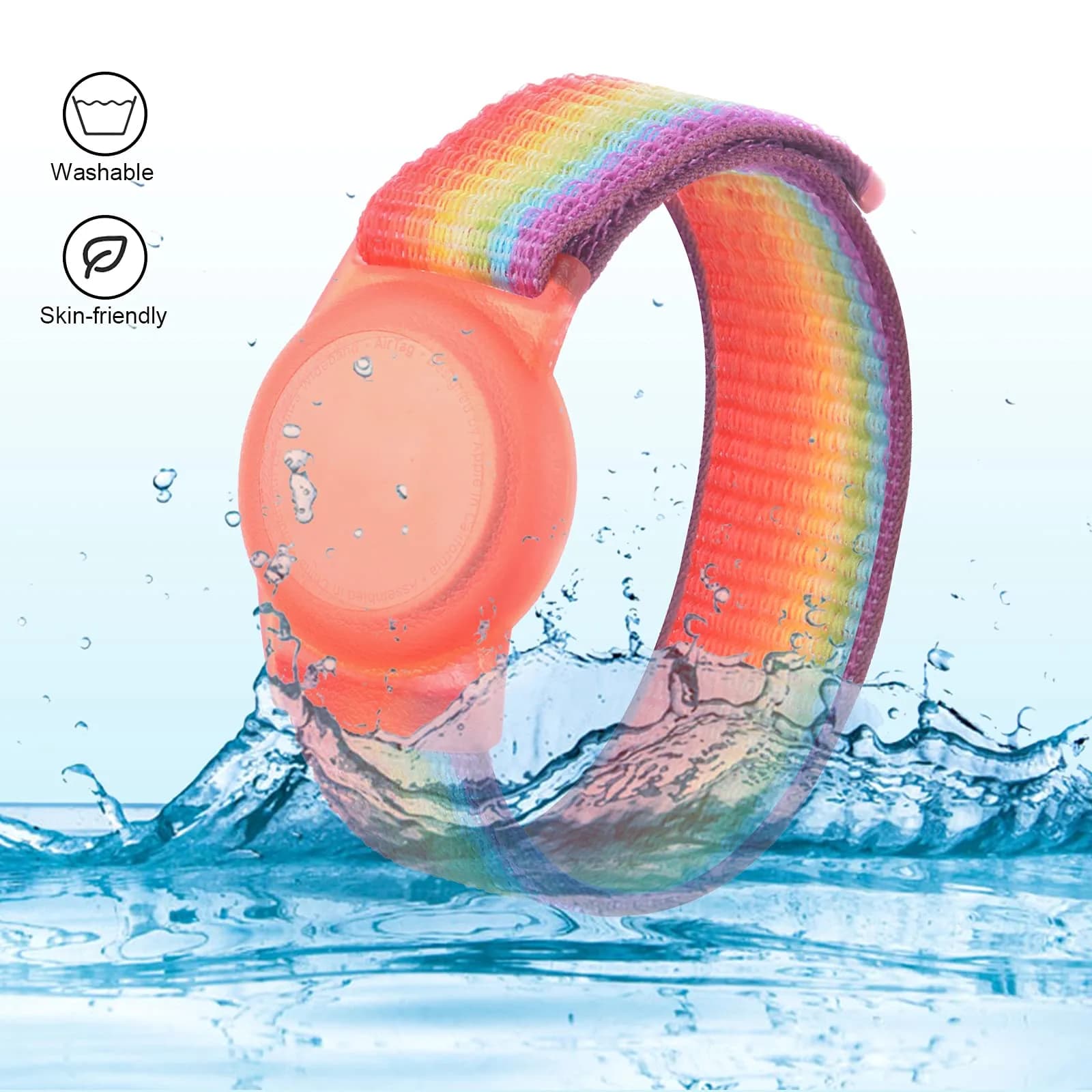Qonuiy Kids Wristband Compatible with Apple AirTag 18cm Rainbow Nylon Adjustable Anti Lost Band thumbnail 5