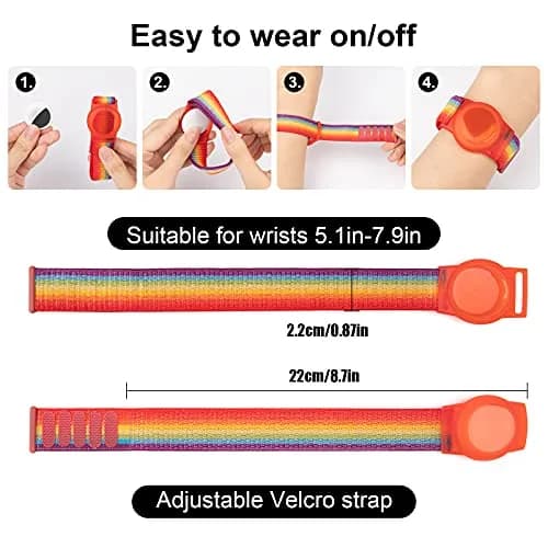 Qonuiy Kids AirTag Wristband with Protective Case, Rainbow B Colour - view 2
