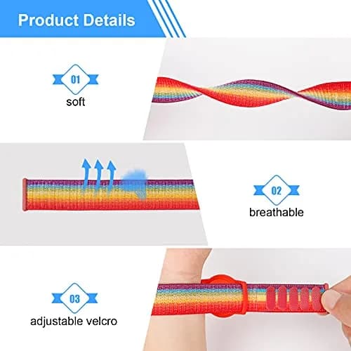 Qonuiy Kids AirTag Wristband with Protective Case, Rainbow B Colour - view 3