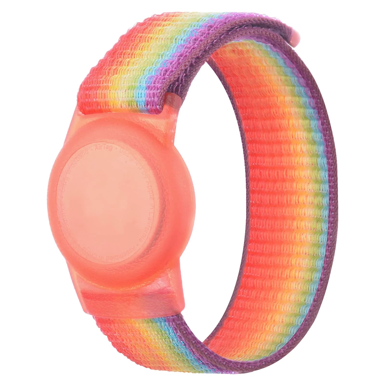 Qonuiy Kids AirTag Wristband with Protective Case | 18 cm (7.1 in) — Rainbow B