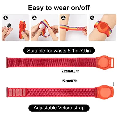 Qonuiy Red Kids AirTag Wristband with Protective Case | 18 cm (7.1 in) | Adjustable Nylon Bracelet - view 2