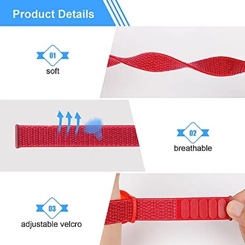 Qonuiy Red Kids AirTag Wristband with Protective Case | 18 cm (7.1 in) | Adjustable Nylon Bracelet - view 3