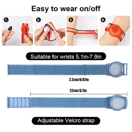 Qonuiy Blue Kids AirTag Wristband with Protective Case | Adjustable Nylon Bracelet for Toddlers & Children - view 2