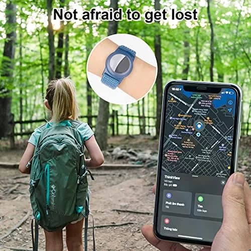 Qonuiy Blue Kids AirTag Wristband with Protective Case | Adjustable Nylon Bracelet for Toddlers & Children - view 4