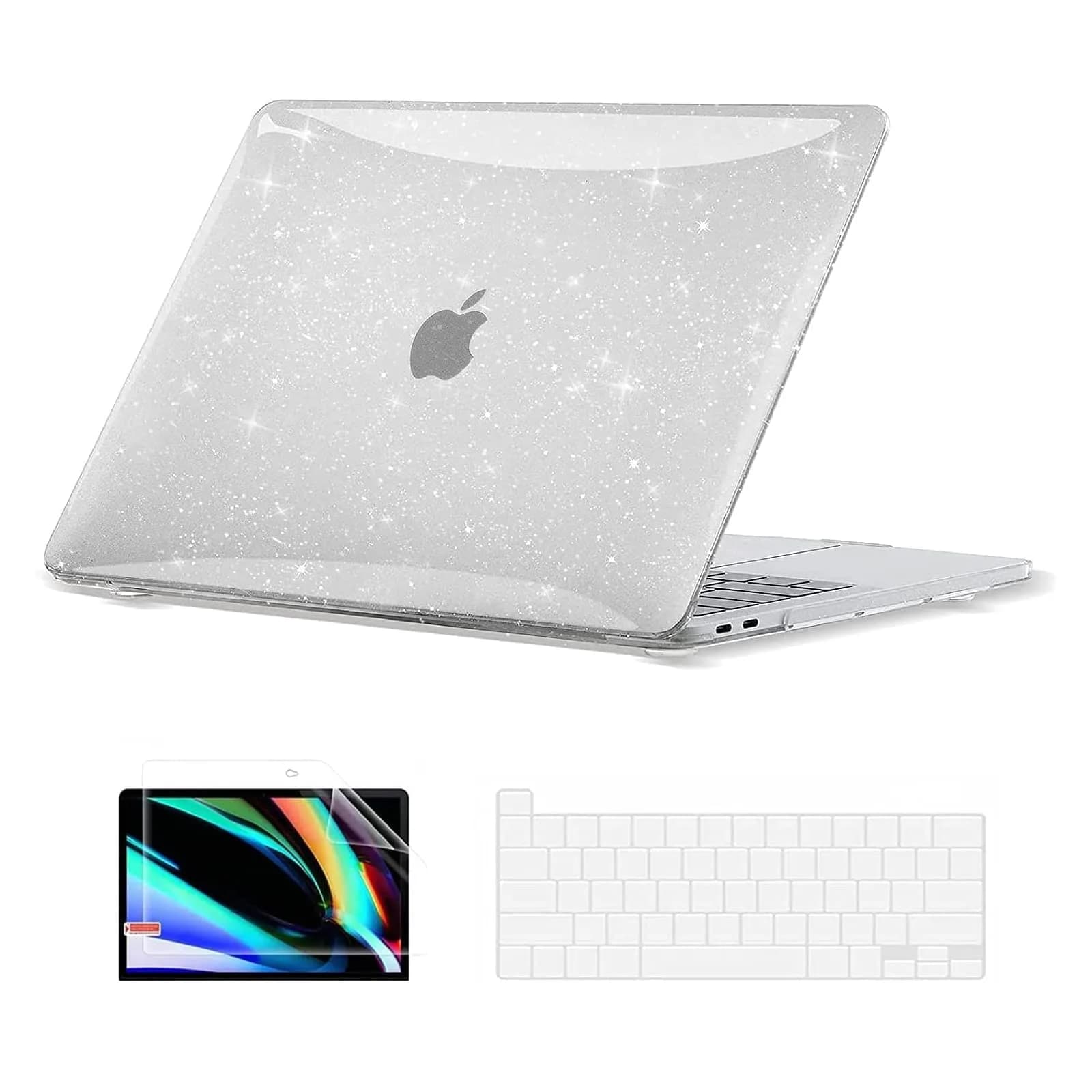EooCoo Crystal Case for MacBook Pro 13-inch M2 M1 2022-2016 | Slim, Scratch-Resistant, Lightweight — Sparkly Clear