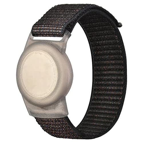Qonuiy Black Kids AirTag Wristband with Protective Case | 18 cm (7.1 in) - main product image