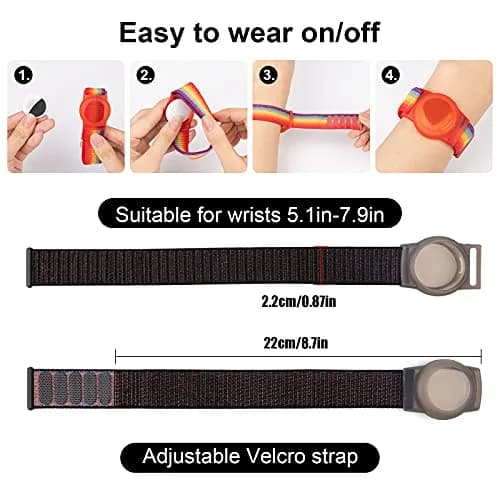 Qonuiy Black Kids AirTag Wristband with Protective Case | 18 cm (7.1 in) - view 2