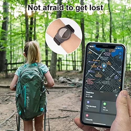 Qonuiy Black Kids AirTag Wristband with Protective Case | 18 cm (7.1 in) - view 4