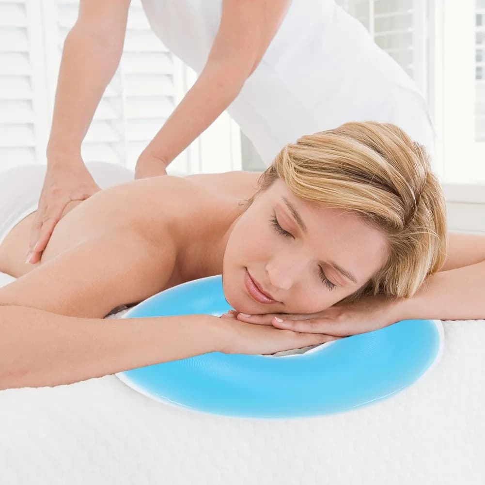 YUYTE Blue Silicone Face Down Pillow for Massage Beds 26cm (10.2 inch) | Soft Head Support for Beauty Parlors - view 5
