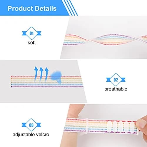 Qonuiy Kids Rainbow A AirTag Wristband with Protective Case | Adjustable Nylon Bracelet for Toddlers - view 3