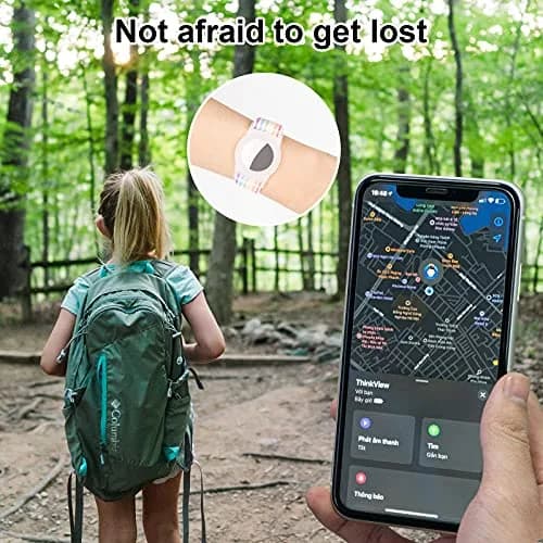Qonuiy Kids Rainbow A AirTag Wristband with Protective Case | Adjustable Nylon Bracelet for Toddlers - view 4