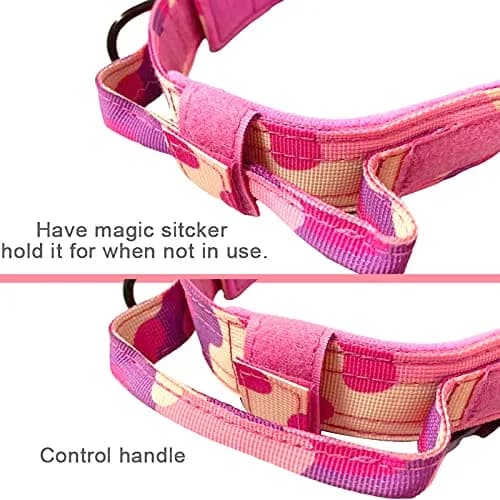 Xqpetlihai Tactical Dog Collar Adjustable Military Nylon Dog Collar with Control Handle and Heavy Duty Metal Buckle for Medium and Large Dogs (Pink Camo,L) | Heavy Duty Nylon & Metal Buckle thumbnail 5