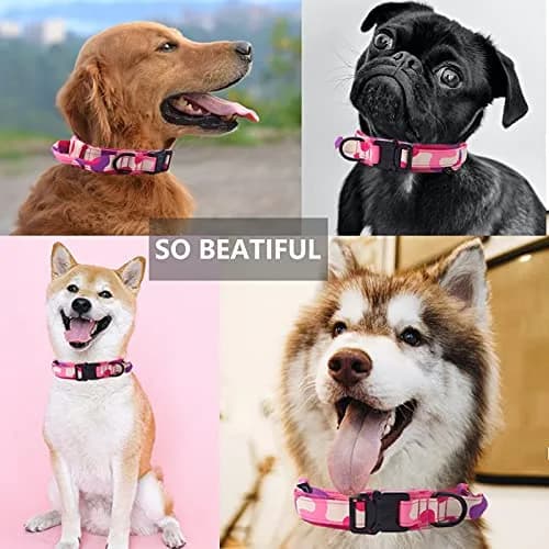 Xqpetlihai Tactical Dog Collar Adjustable Military Nylon Dog Collar with Control Handle and Heavy Duty Metal Buckle for Medium and Large Dogs (Pink Camo,L) | Heavy Duty Nylon & Metal Buckle thumbnail 7