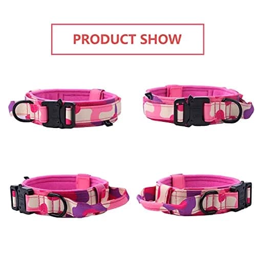 Xqpetlihai Tactical Dog Collar Adjustable Military Nylon Dog Collar with Control Handle and Heavy Duty Metal Buckle for Medium and Large Dogs (Pink Camo,L) | Heavy Duty Nylon & Metal Buckle thumbnail 3
