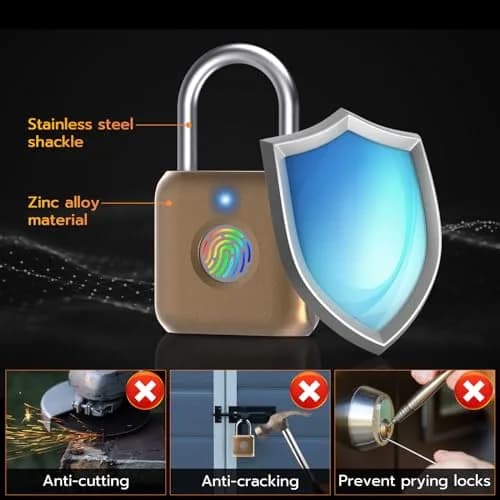 Pothunder Fingerprint Padlock Placer Gold | 62g (2.18 oz) USB Rechargeable Biometric Lock thumbnail 7