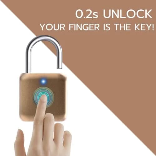 Pothunder Fingerprint Padlock Placer Gold | 62g (2.18 oz) USB Rechargeable Biometric Lock thumbnail 2