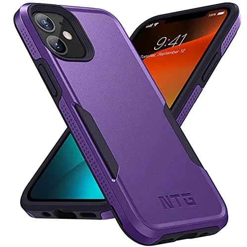 NTG Military Shockproof iPhone 12 Case 6.1 inch | 2-Layer Anti-Drop Slim Cover for iPhone 12 (Dark Violet) thumbnail 1