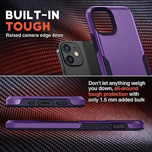 NTG Military Shockproof iPhone 12 Case 6.1 inch | 2-Layer Anti-Drop Slim Cover for iPhone 12 (Dark Violet) thumbnail 3