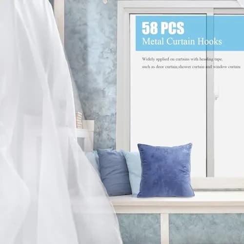 Sopito 58Pcs Metal Curtain Hooks | 3.1cm (1.2") Silver White Pinch Pleat Hooks thumbnail 5