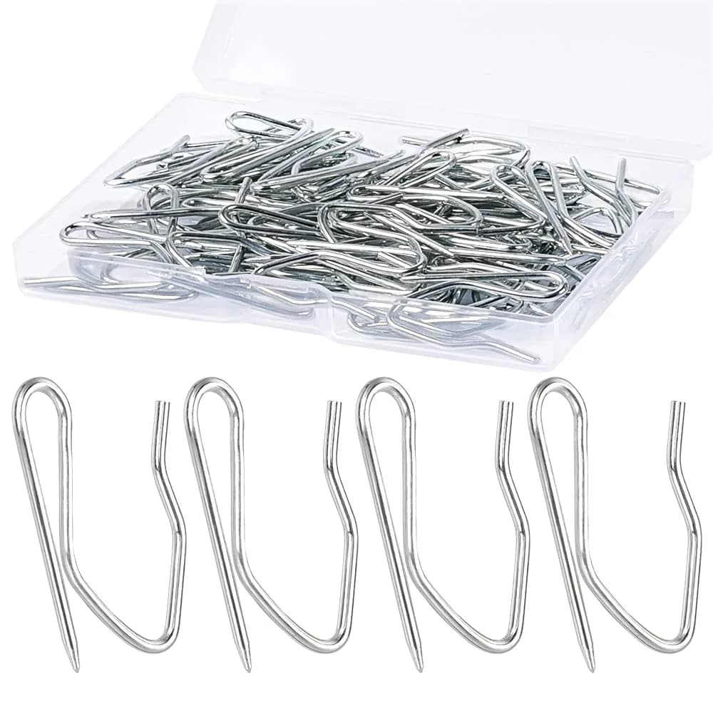 Sopito 58Pcs Metal Curtain Hooks with Sharp Pins, 3.1cm (1.2") Height, Bronze | Tool-Free Installation for Pinch-Pleat Curtains