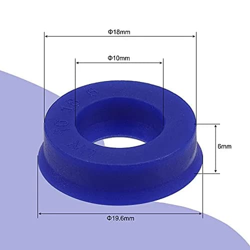 MECCANIXITY UN Radial Shaft Seal 10mm ID x 18mm OD x 6mm Width PU Oil Seal, Blue Pack of 5 | Y-Shape Mechanical Seal for Piston Rods thumbnail 2