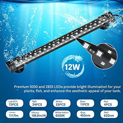 hygger 24/7 Mode Submersible Aquarium LED Light, Full Spectrum Hidden Fish Tank Light with 3 Rows Beads 7 Colors Auto On Off Sunrise-Daylight-Moonlight thumbnail 5