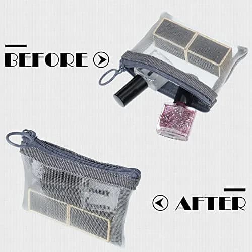 Frienda 10 Pcs Small Mesh Zipper Bags 12.7cm x 10.16cm (5" x 4") | Grey Nylon Cosmetic Travel Pouches thumbnail 4