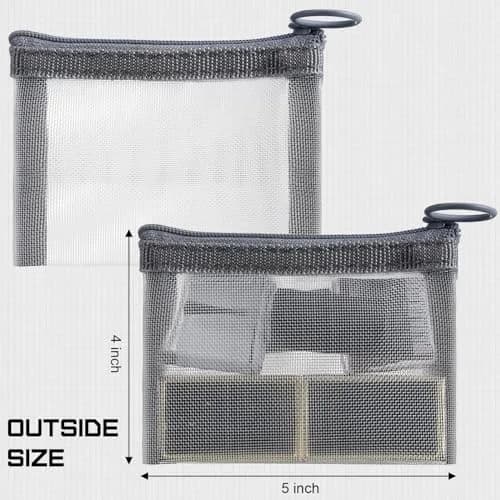 Frienda 10 Pcs Small Mesh Zipper Bags 12.7cm x 10.16cm (5" x 4") | Grey Nylon Cosmetic Travel Pouches thumbnail 3