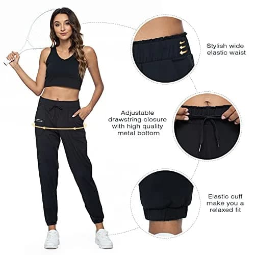 Haowind Women's Lightweight Athletic Joggers with Pockets, Mid Rise Tapered Sweatpants, 30in (76cm) Inseam | Moisture-Wicking Four-Way Stretch thumbnail 5