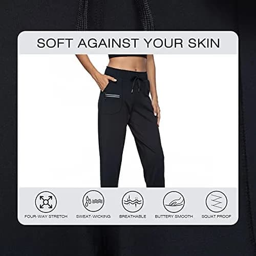 Haowind Women's Lightweight Athletic Joggers with Pockets, Mid Rise Tapered Sweatpants, 30in (76cm) Inseam | Moisture-Wicking Four-Way Stretch thumbnail 3